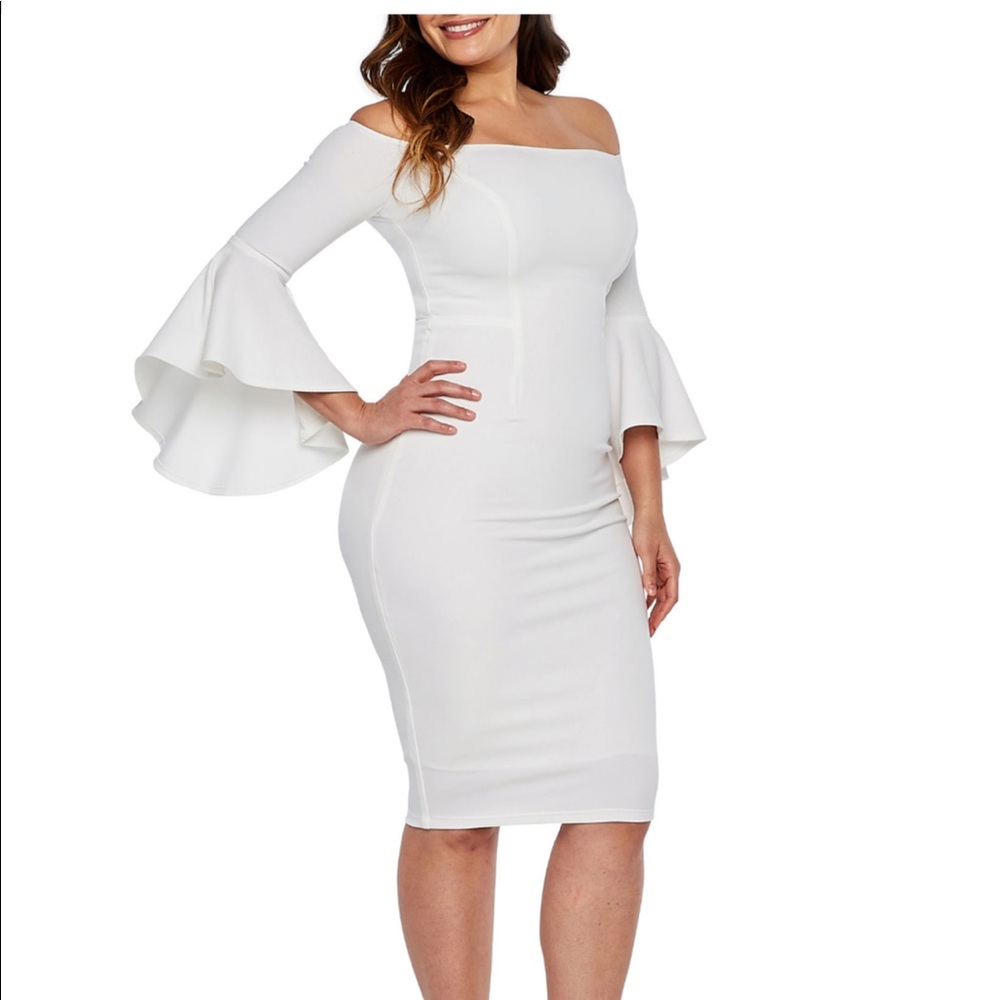 Premier Amour White Off Shoulder cocktail dress
